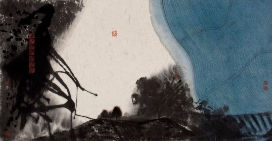 山语 杜松儒 纸本水墨 2012年 136x68cm