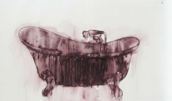 李婷婷，浴缸No.02，97×182cm，纸本水墨，2012