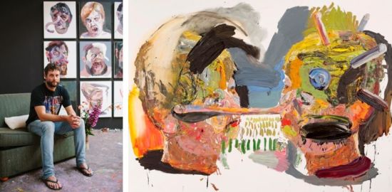 本•奎尔蒂肖像, 图片由Rachel Kara提供 本•奎尔蒂，《罗夏克、乔、巴黎》（2014），布面油画，140 x 190 cm