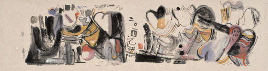夜宴图系列二-郑 元无-36×140 CM-纸本设色-2014年