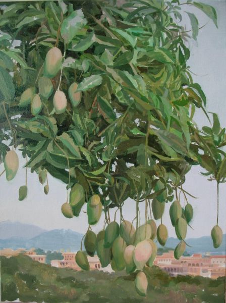 钟耕略《山上的芒果树》2014，油彩，麻布，40 X 30 cm