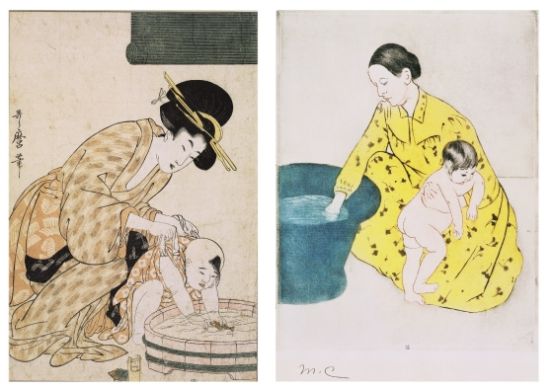 喜多川《母子图》和卡萨特作品