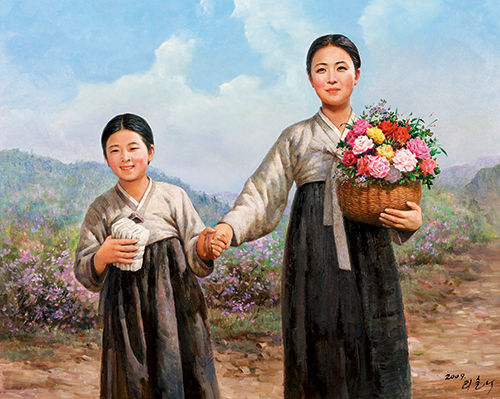 李春植《卖花姑娘》布面油画 　　2009年作 119×95cm