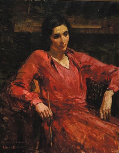 吴作人的老师阿·巴斯蒂恩的《女画家肖像》。巴斯蒂恩是比利时皇家美术学院院长。