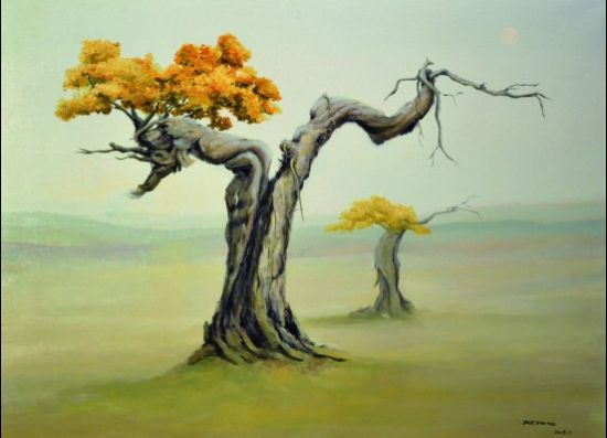 胡杨树之一 布面油画 105cm×145cm 2013年