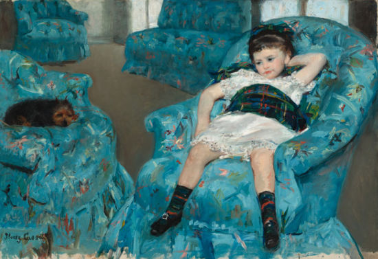 玛丽·卡萨特 《蓝色沙发上的小女孩》 1878年 梅隆夫妇收藏