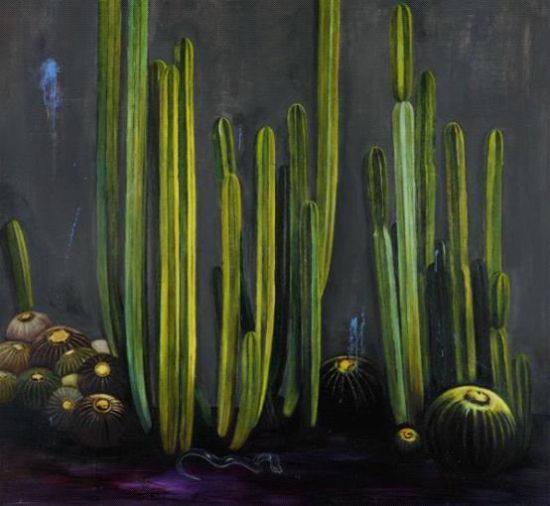 《茂盛的仙人掌》2014年作，油彩画布，203 x 192 公分