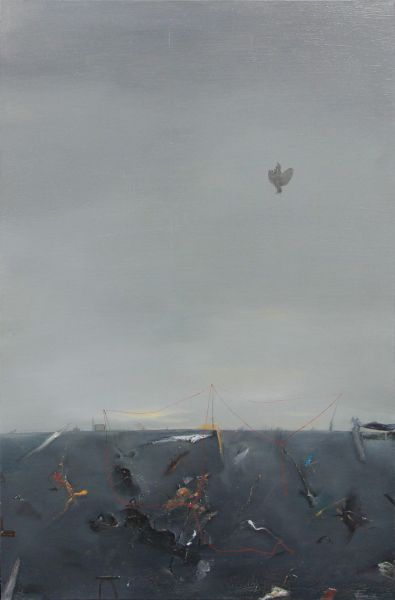 肖海波，《城市的背后系列之二》，150x150 cm，布面油画，2012