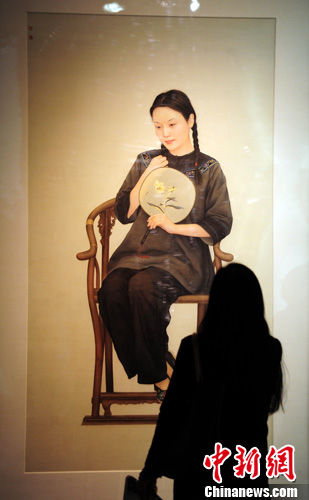 图为《丹青楚韵—湖北省中国画作品展》。中新社发 张畅 摄