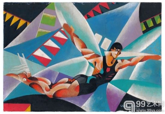 Giulio D’Anna (意大利, 1908-1978)作品“ Il nuotatore ”, 1930