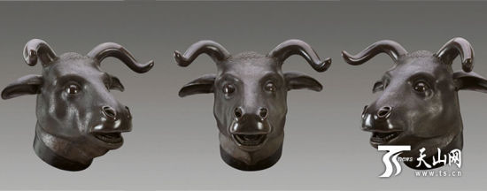 中华国宝圆明园十二生肖兽首之牛首（图片由新疆博物馆提供）