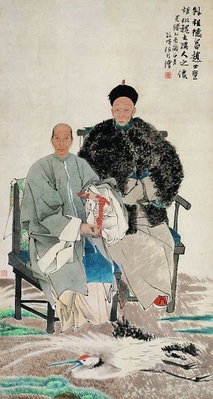 4、任伯年创作于1885年的国画《赵德昌夫妇像》，是中国美术馆内最老的藏品。