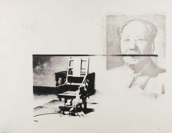 《毛泽东与电椅》 安迪沃霍尔 1978年作品 纸本丝网印刷 限量唯一单件 44.3 x 57.7cm 版权持有：巴黎美爵艺术基金