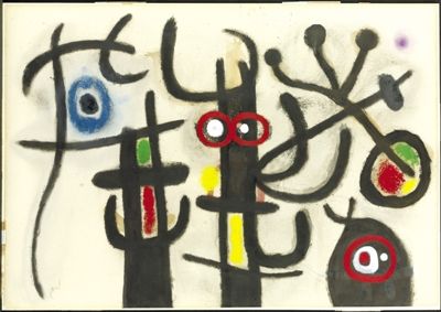 胡安·米罗1963年作品《Personnage et Oiseaux》。