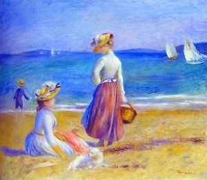 海滩上的人： 　　法国奥古斯特·雷诺阿(1841-1919)，作品年代1890年。