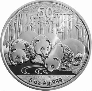 5盎司熊猫银币背面