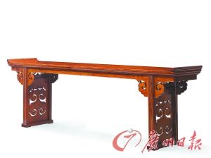 海南黄花梨 灵芝如意纹 翘头案