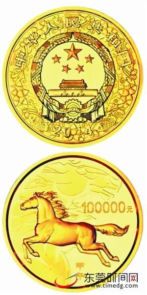马年金银纪念币中，规格最大的是圆形金质纪念币，面额10万元