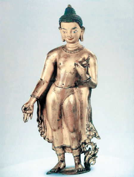 11世纪释迦牟尼授记像，2010年流拍。此尊造像为典型的尼泊尔李查维王朝时期作品