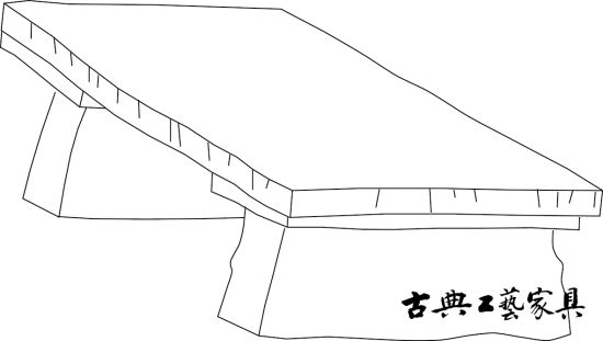 图2 南宋 马公显《药山李翱问答图》中的石案线描图