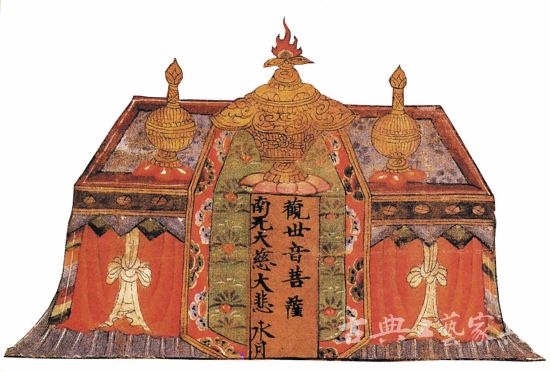 图3 北宋 佚名《水月观音像》中的织物案