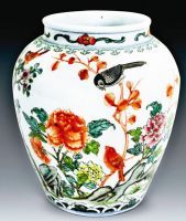 五彩花鸟纹瓷罐