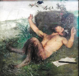 阿诺德·勃克林《潘神对黑鸟吹口哨》 1863年