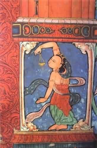 在自札达县托林寺白殿中有一幅分治时期《焚香图》壁画