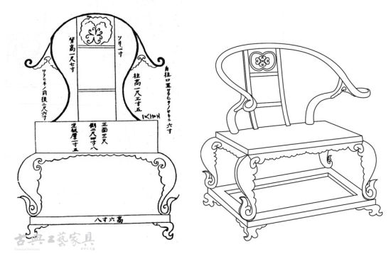 图4 南宋佚名《五山十刹图》中的径山方丈椅子与立体示意图