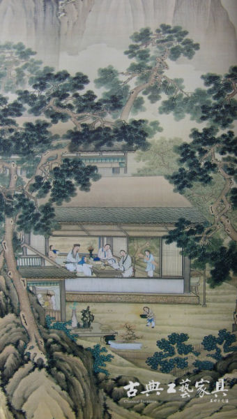 清 黄应谌《陋室铭》图轴描绘了清雅的文人雅舍