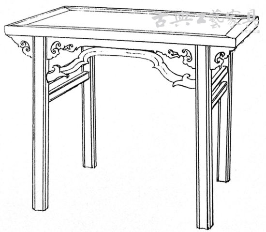 图11 明鲁王朱檀墓出土的朱漆顶牙罗锅枨酒桌摹本