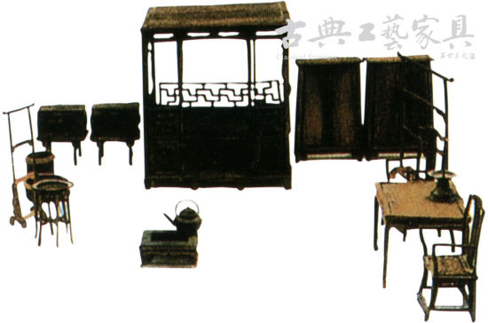 图7 上海出土的万历年间潘允徵墓家具冥器