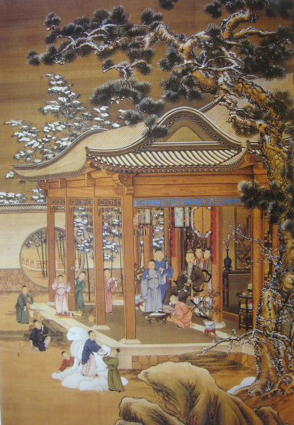 郎世宁《弘历雪景行乐图》绢本设色 289.5×196.7厘米 北京故宫博物院藏