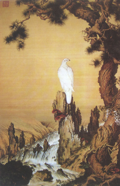 郎世宁《嵩献英芝图》绢本设色 242.3×157.1厘米 北京故宫博物院藏