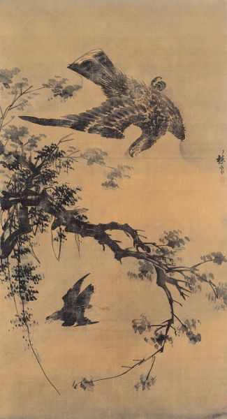 《秋鹰图》 绢本 设色 纵136.8厘米 横74.8厘米 台北故宫博物院藏