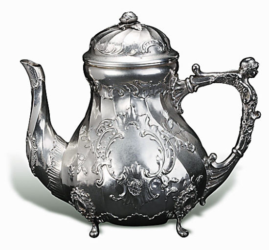 早期德国纯银哈瑙天使玫瑰茶壶寻宝图