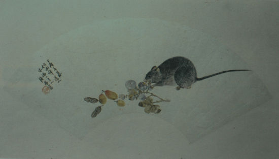 图2：清 居廉 《鼠图》扇面 广州博物馆藏