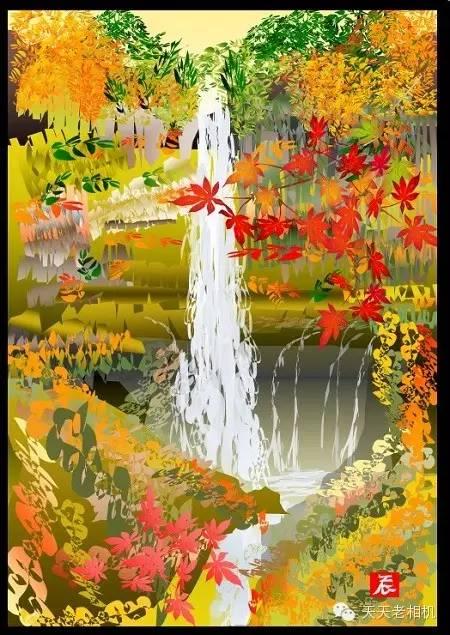 74岁日本老人用Excel创作山水风景画