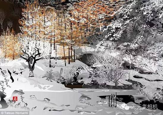 74岁日本老人用Excel创作山水风景画