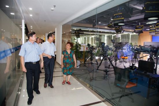 各界嘉宾参观海南网络广播电视台书画艺术频道演播室