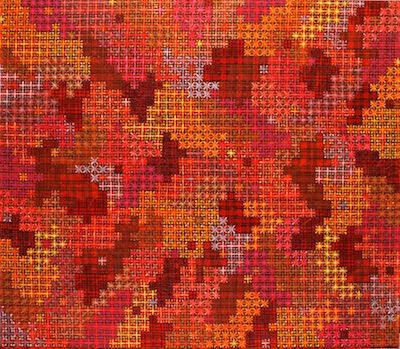 　　十示，2003，丙烯、苏格兰格子呢 