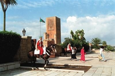 摩洛哥首都拉巴特的标志性建筑哈桑清真寺。