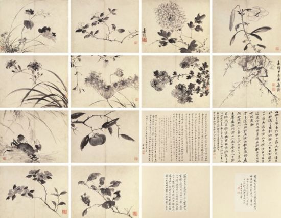 　　陈淳《墨花图册》(明)