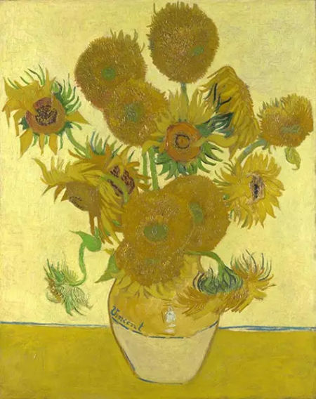 《花瓶与15朵向日葵》(Vasewith Fifteen Sunflowers，1888)