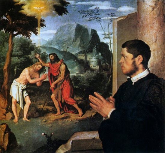《The Baptism of Christ with a Donor》，Giovanni Battista Moroni