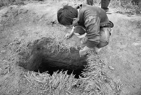 坑口呈长方形，深达近6米。 记者郭尧 摄 