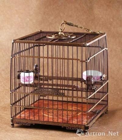 小叶紫檀镶金丝绣眼笼整体