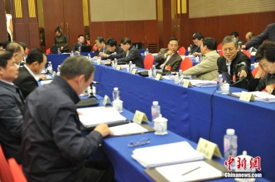 3月10日，全国政协十二届三次会议举行小组会议，围绕《中共中央关于加强社会主义协商民主建设的意见》进行学习讨论。中新社发 张浪 摄 