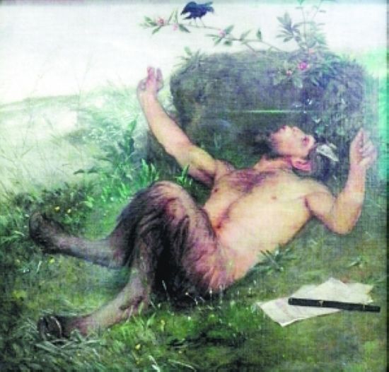 阿诺德·勃克林《潘神对黑鸟吹口哨》(1863)