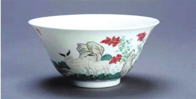 粉彩三阳开泰碗